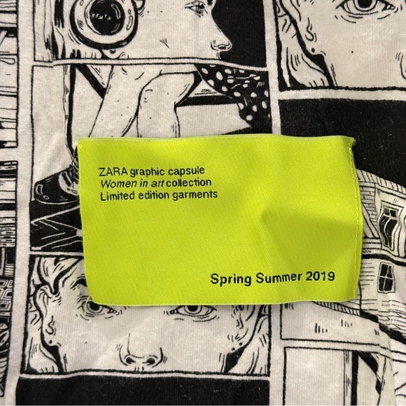Zara x Ana Mushell Graphic Capsule Comic Print Shirt, Size S, Black & White - Picture 7 of 15